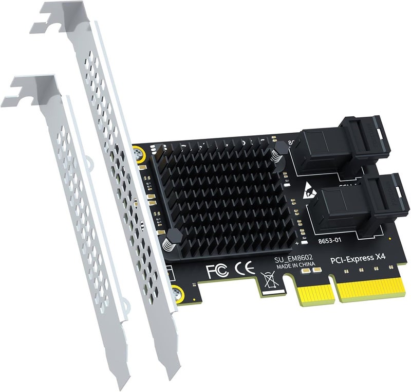 GLOTRENDS بطاقة محول SF22 2-Port SFF-8643 (Mini-SAS HD) إلى PCIe 3.0 X4 مع وظيفة تقسيم PCIe، حوامل عادية ومنخفضة الملف - Image 1